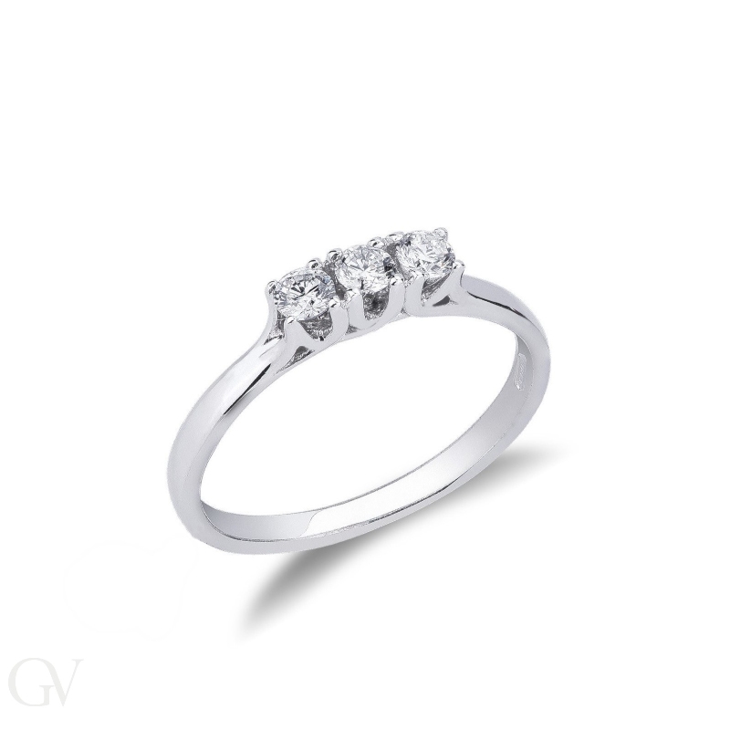 Anello Trilogy in Oro bianco 18k con Diamanti,  0,25 ct