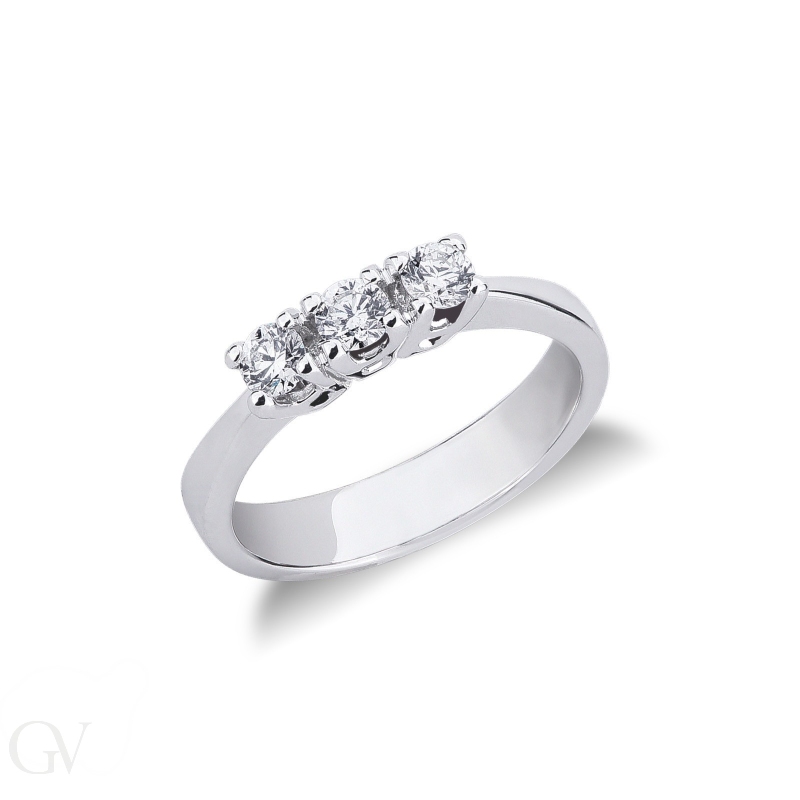 Trilogy ring white gold 18k with diamonds ct 0,45 ct