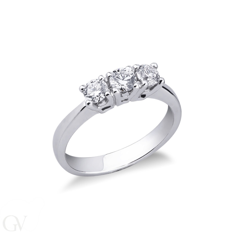 Trilogy ring white gold 18k with diamonds 0,60 ct