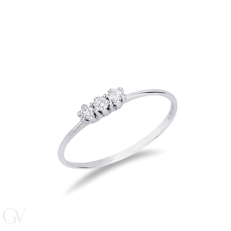 Trilogy ring white gold 18k with diamonds 