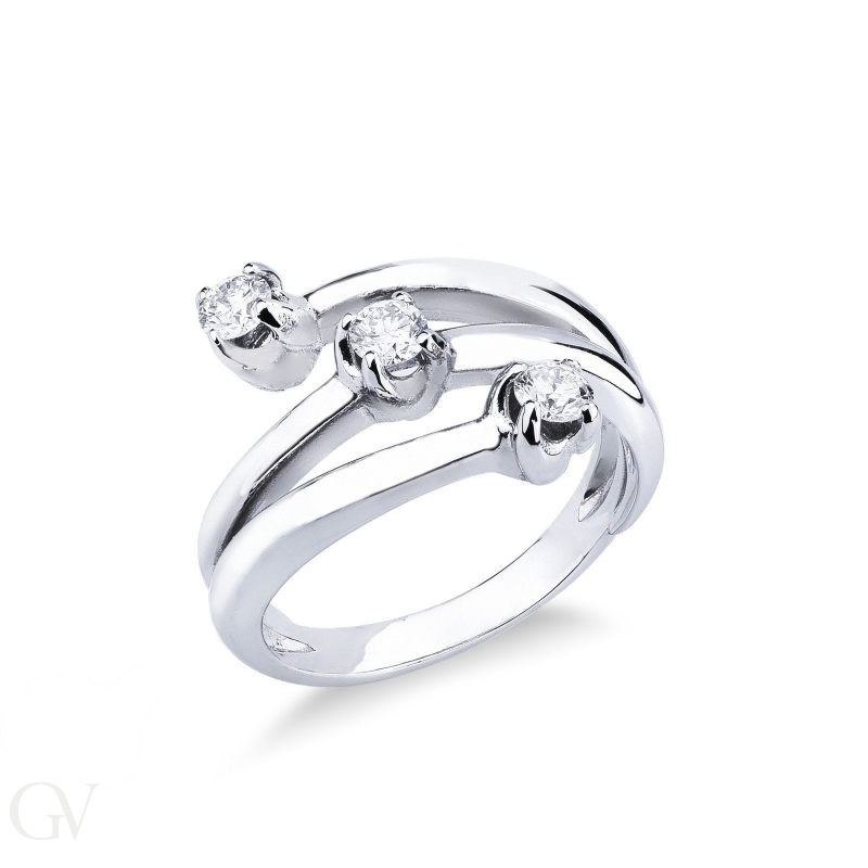 Trilogy ring with 0,45 ct diamonds white gold 18k 