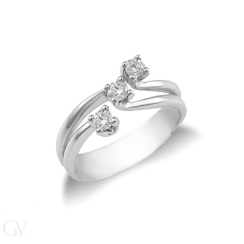 Trilogy ring white gold 18k