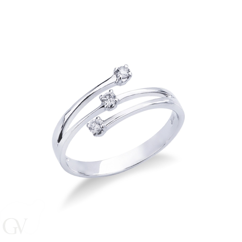 Trilogy ring with diamonds ct 0,10 white gold 18k