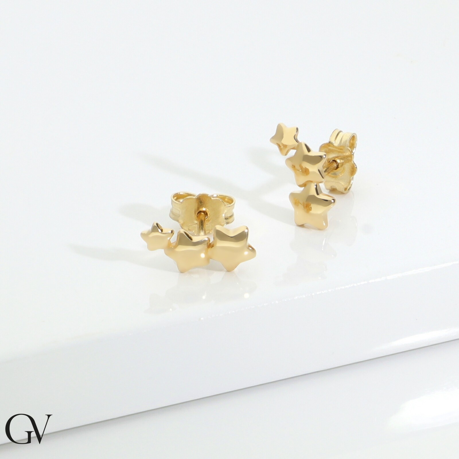 Set 5 Paia Orecchini A Stella In Argento 925 E Placcato Oro 14K – Regalo Compleanno Gioielli Multiforo 3mm