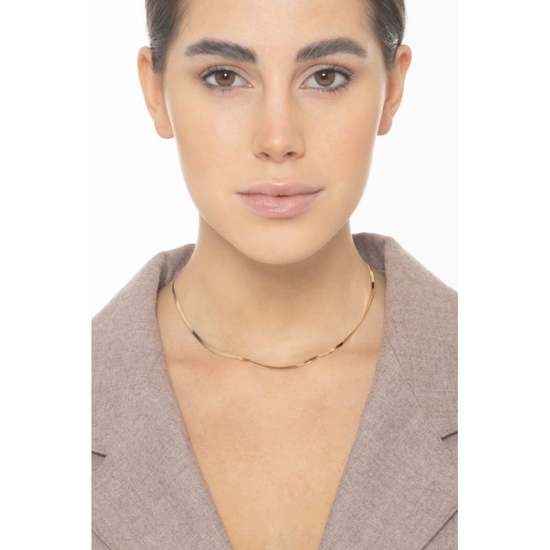 Collana snake piatta in oro giallo 750