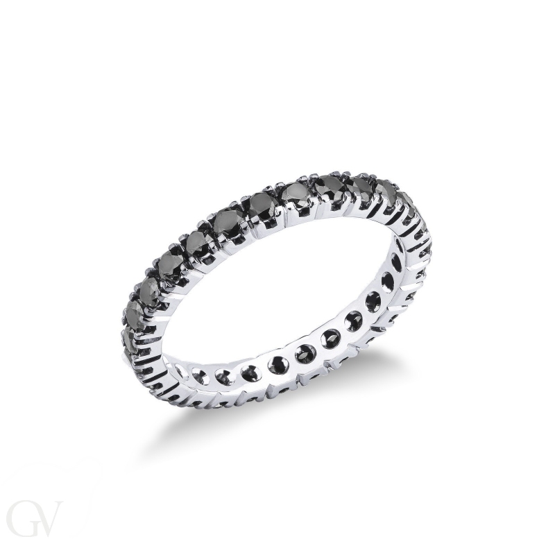 Eternity ring with black diamonds in white gold 18k 