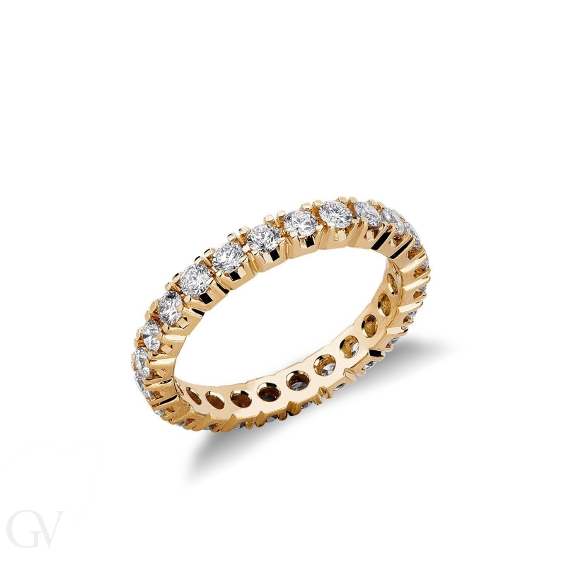 Anello Eternity in Oro giallo 18k con Diamanti