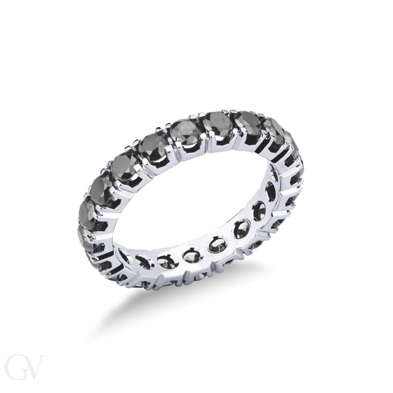 Eternity ring with black diamonds in white gold 18k 