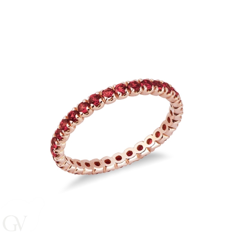 Eternity ring with orange sapphires in rosé gold 18k 