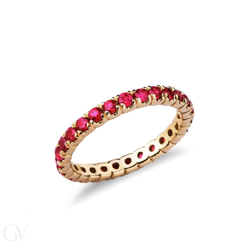 Yellow gold 18k eternity ring with rubies