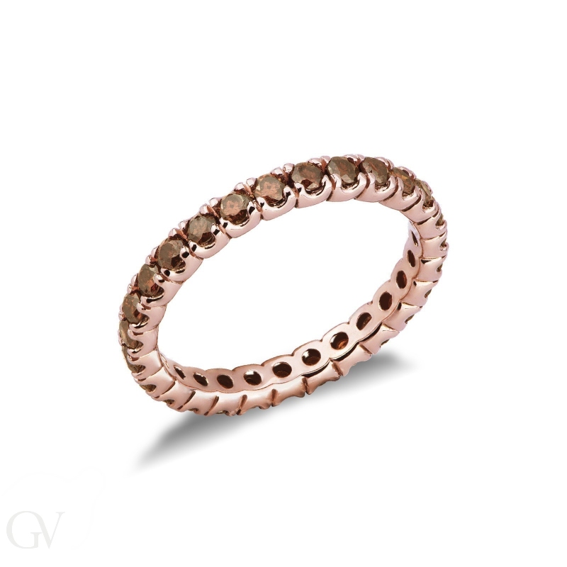 Rosé gold 18k eternity ring with cognac diamonds 