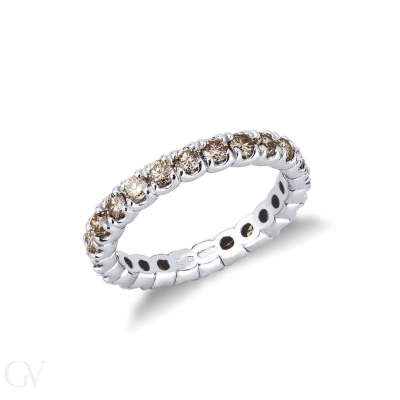 Eternity ring with brown diamonds in white gold 18k