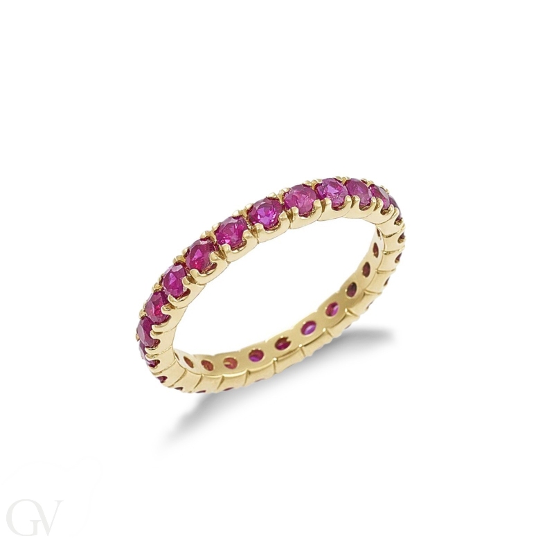 Eternity ring with rubies in yellow gold 18k 