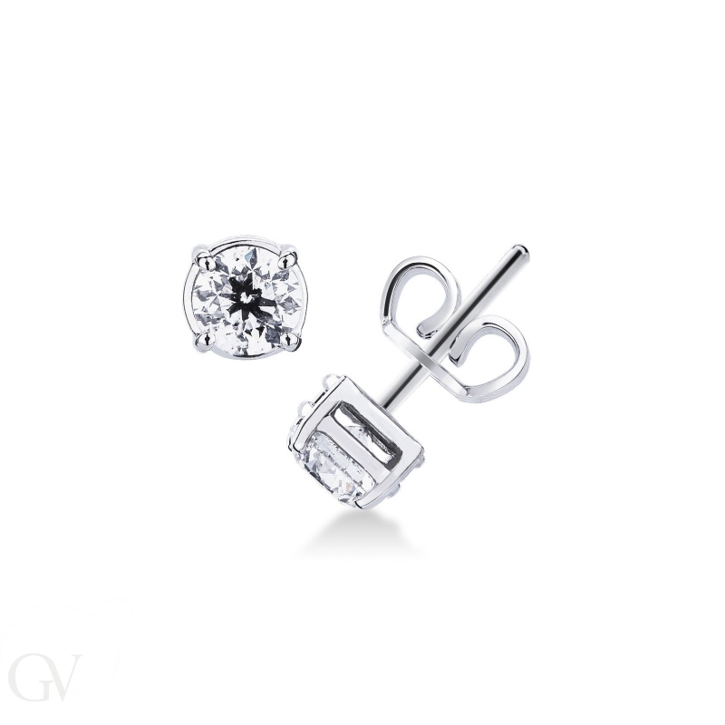 Bezel diamond stud earrings in white gold 18k