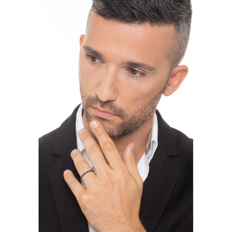 Black diamonds eternity ring in white gold 18k