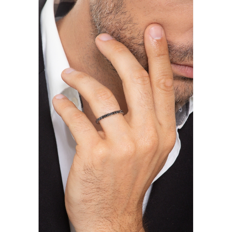 Black diamonds eternity ring in white gold 18k