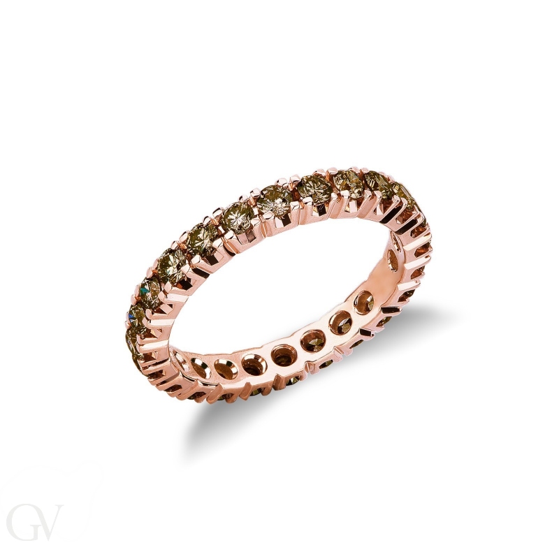 Eternity ring with brown diamonds in rosé gold 18k 