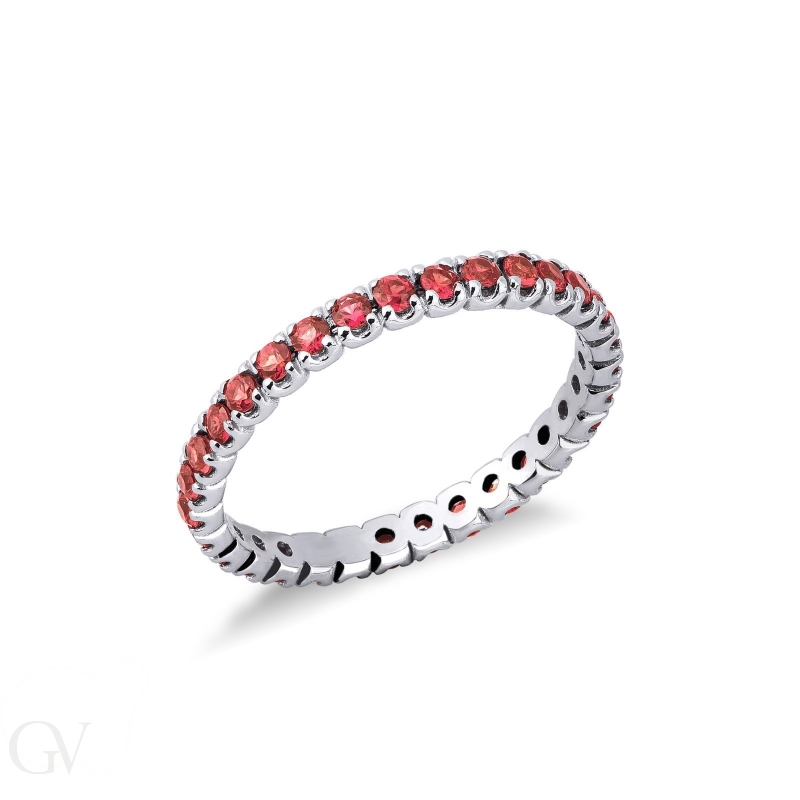 White gold 18k eternity ring with orange sapphires 