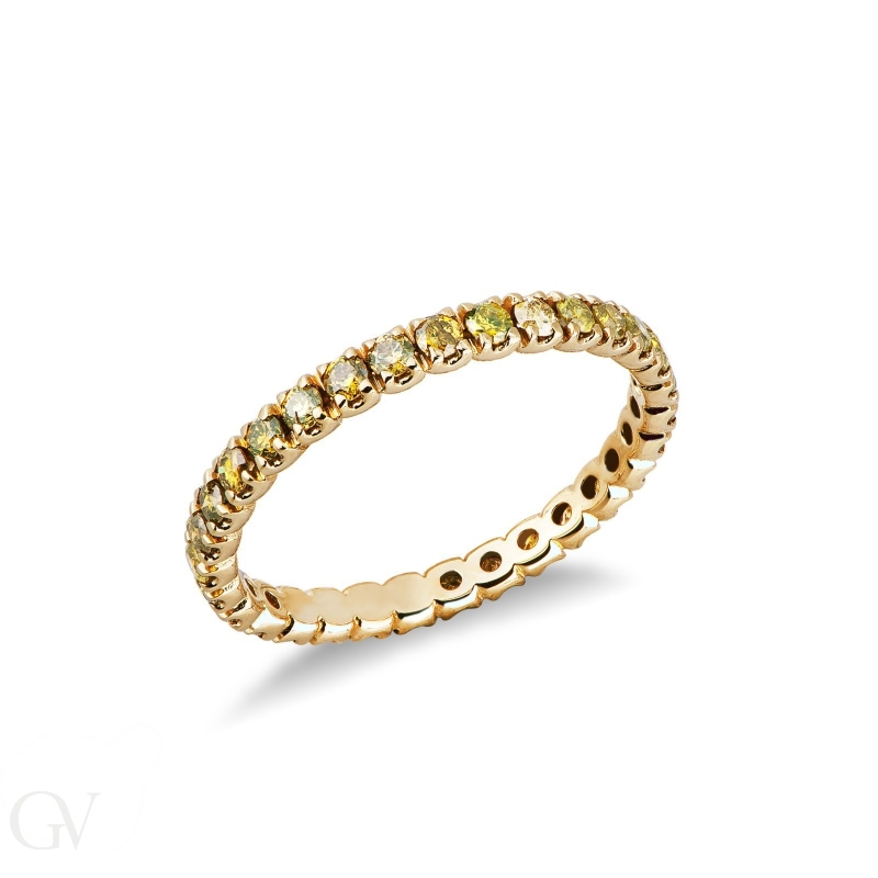 Yellow gold 18k eternity ring with yellow diamonds 