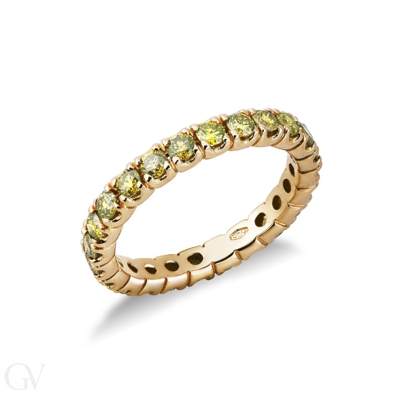 Yellow gold 18k eternity ring with yellow diamonds 