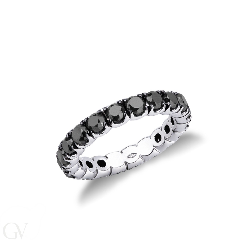 18k white gold eternity ring with black diamonds 