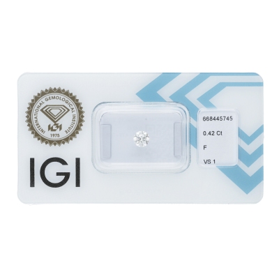 Diamante Certificato IGI   CT 0,42   F   VS 1