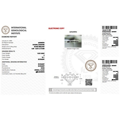 Diamante Certificato IGI   CT 0,32   E   VS 1