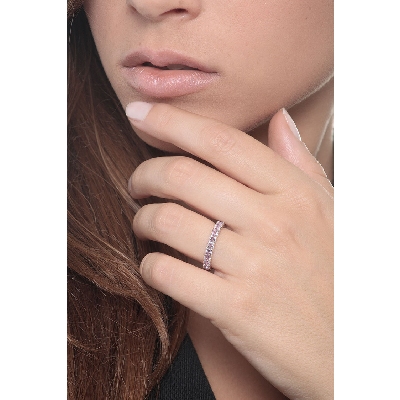 White gold 18k eternity ring with pink sapphires
