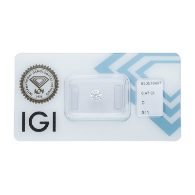 Diamante Certificato IGI   CT 0,47   D   SI 1