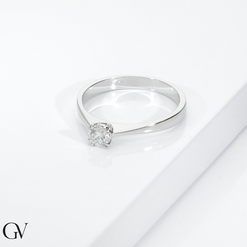 Solitario Tesoro Diamante 0,25 ct Oro Bianco 18k