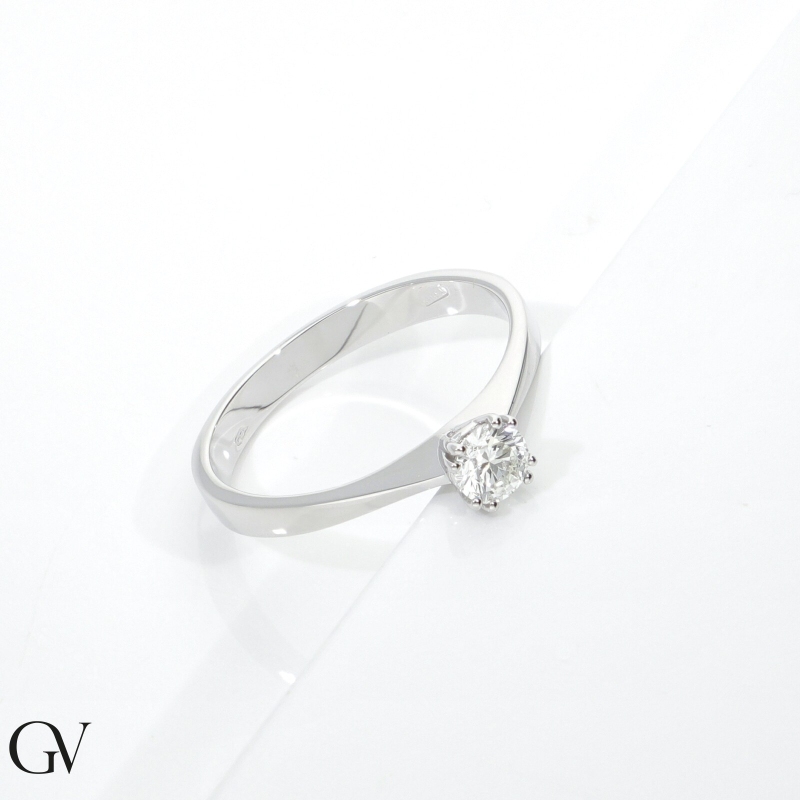Anello Solitario Tesoro Oro Bianco 0,30 ct