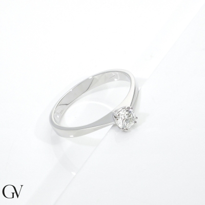 Anello Solitario Tesoro Oro Bianco 0,30 ct