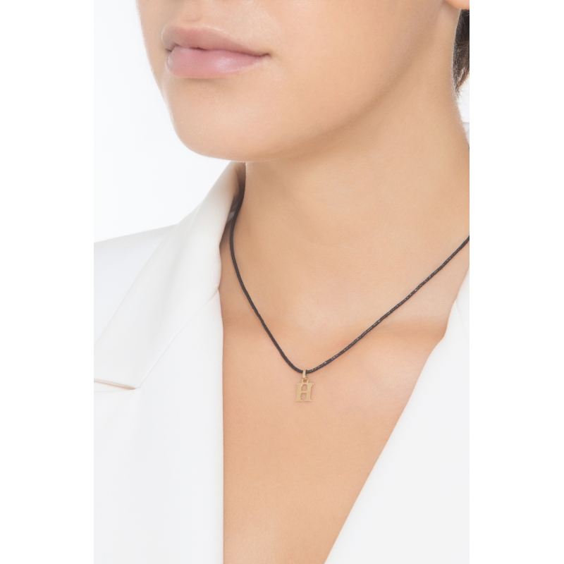 Ciondolo con lettera iniziale H stampatello in oro giallo 18k