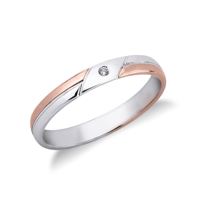 White and rose gold 18k anniversary ring with diamond 