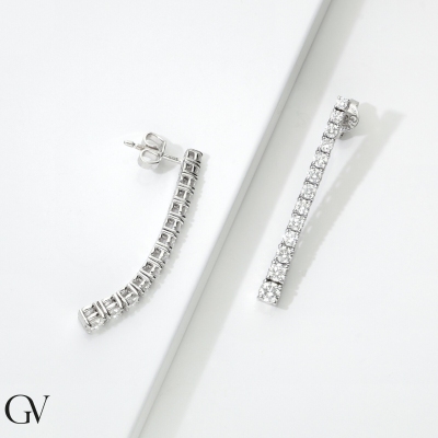 Orecchini a scalare tennis in oro bianco 750 con diamanti