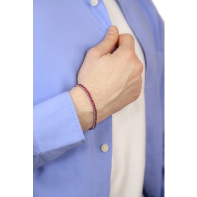Bracciale Tennis in oro Bianco 18k con Rubini.