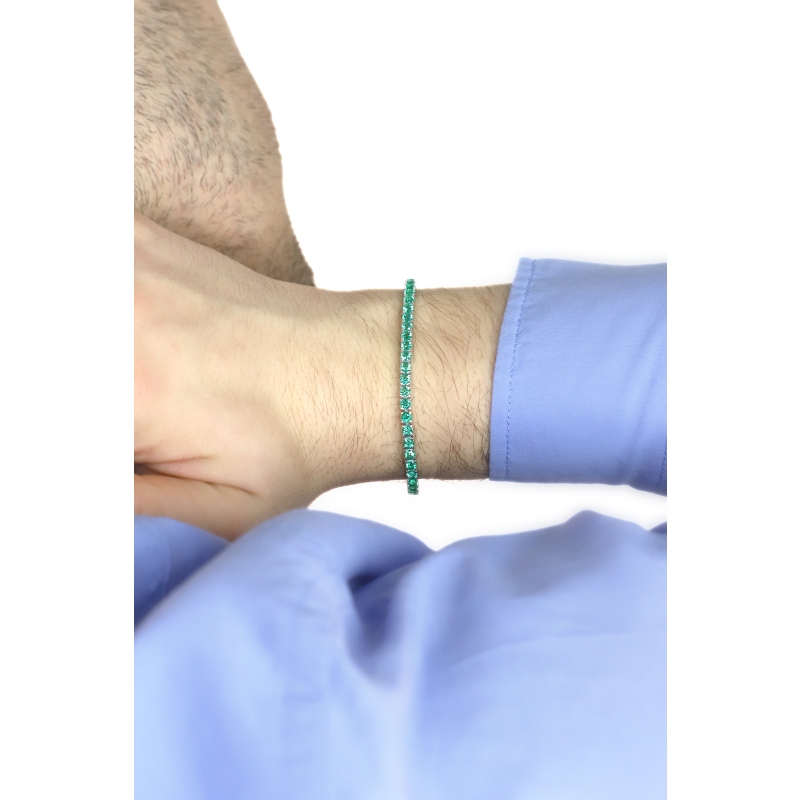 Bracciale Tennis in oro Bianco 18k con Smeraldi