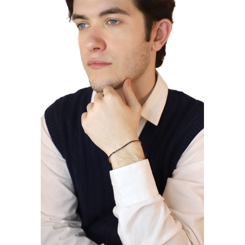 Tennis bracelet in 18k rose gold with black diamonds 