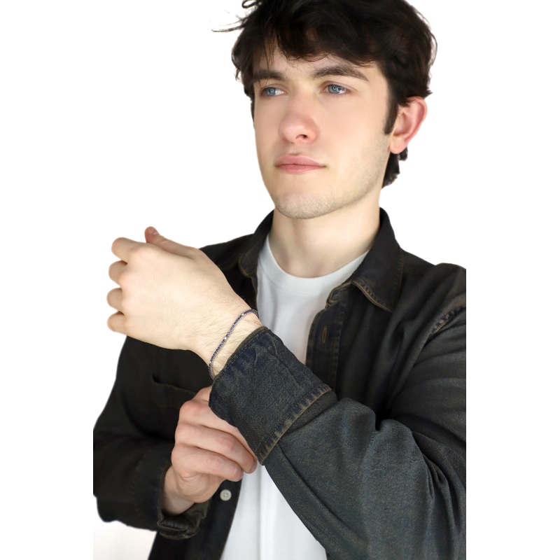 18k white gold tennis bracelet, diamonds and sapphires