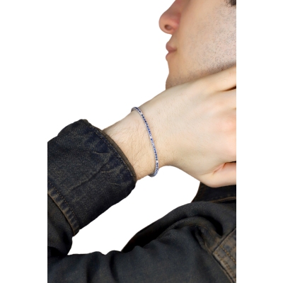 18k white gold tennis bracelet, diamonds and sapphires