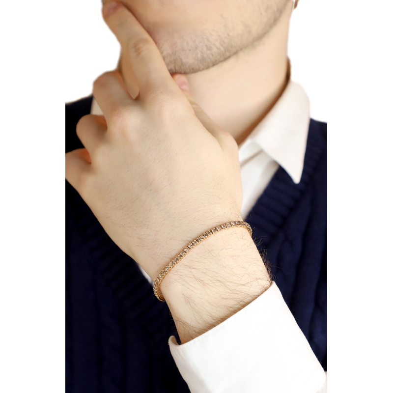 Bracciale tennis in oro rosa 750 con diamanti brown