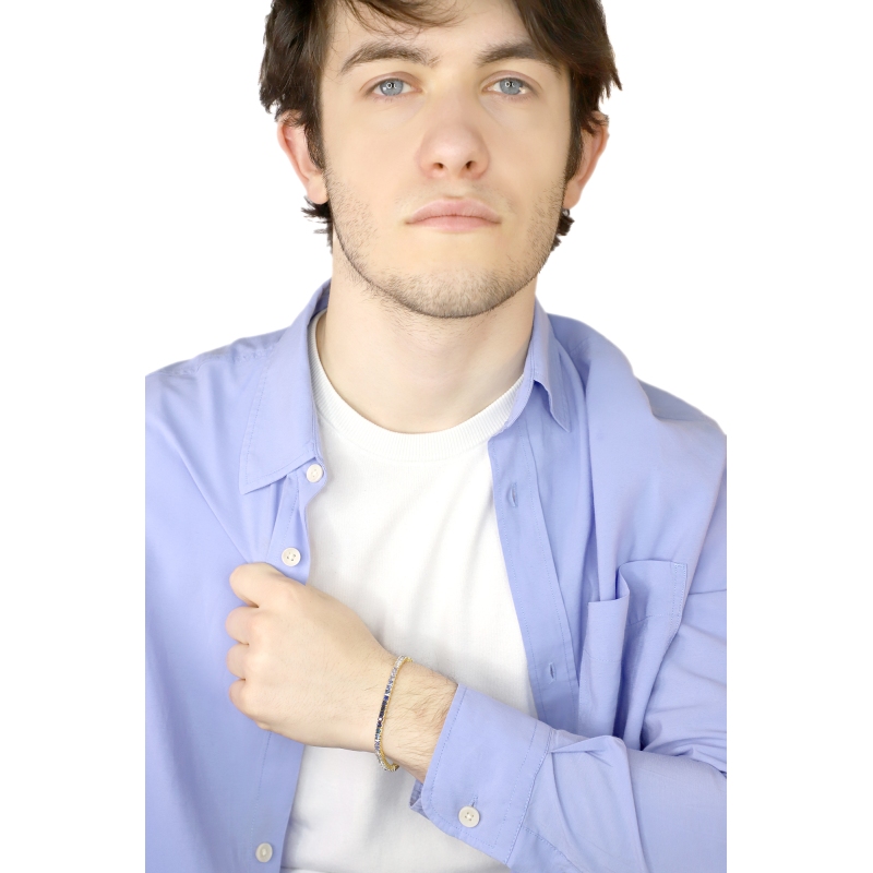 Fancy 18k yellow gold tennis bracelet with sapphire's blue shades