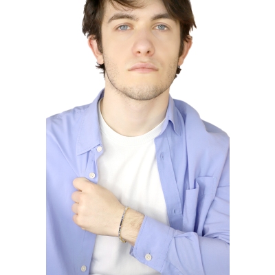 Fancy 18k yellow gold tennis bracelet with sapphire's blue shades