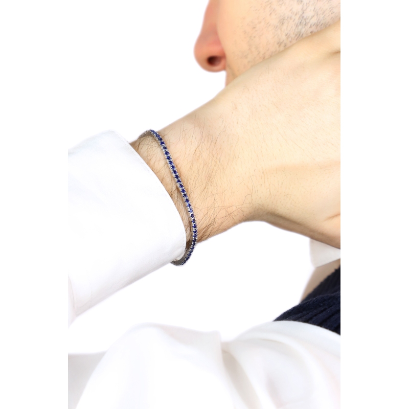 Square daw tennis bracelet with sapphires 