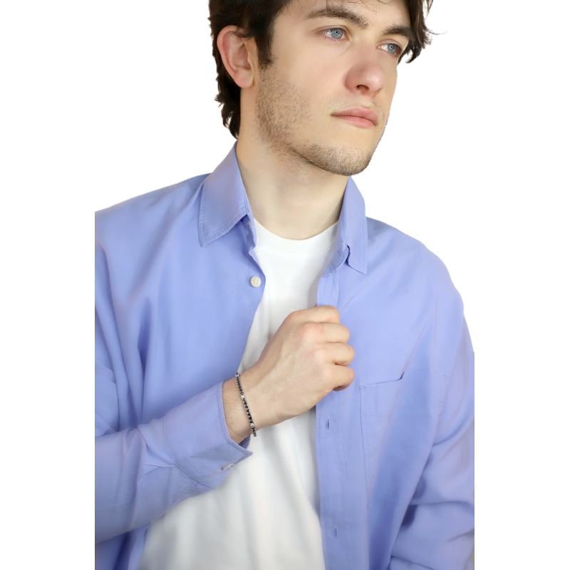 18k white gold tennis bracelet with black and white diamonds, round cut