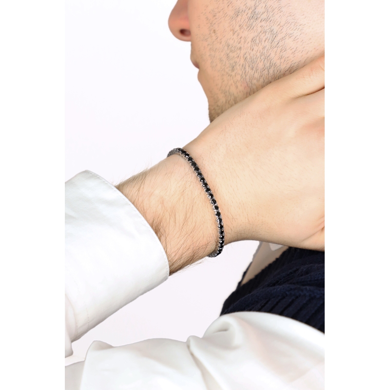 18k white gold tennis bracelet with black diamonds 3,30 mm wide