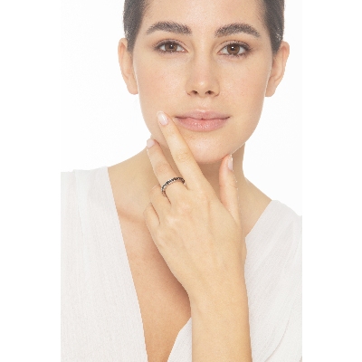 White gold 18k Full channel eternity ring with black diamonds 