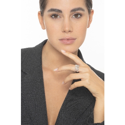 White gold 18k embroided band ring with diamonds 