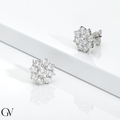 Orecchini a fiore in oro bianco 750 con diamanti