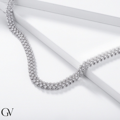 Collana design diamanti in oro bianco 18k